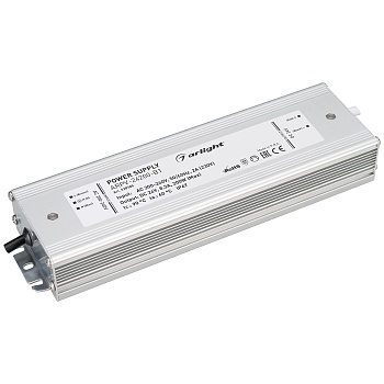 Блок питания ARPV-24200-B1 (24V, 8,3A, 200W) 028785 - Источник напряжения с гальванической развязкой для светодиодных изделий. Входное напряжение 200-240 VAC. Выходные параметры: 24 В, 8.3 А, 200 Вт. Встроенный PFC >0.5. Герметичный алюминиевый корпус IP 