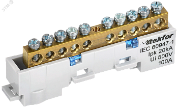 TEKFOR Шина N ноль неизолированная на универсальном держателе 6х9-10-С IEK TF-NN10-10-DL-K07