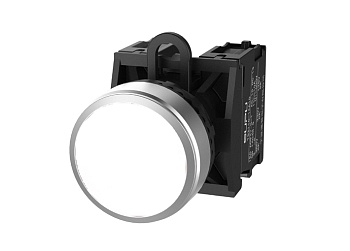 Кнопка плоская (белая) TS2020-0AM50 - Кнопка круглая плоская, без блокировки, без подсветки, алюминиевое переднее кольцо, без контактной группы, диаметр головки кнопки 29,5 мм, диаметр посадочного отверстия: 22 мм, цвет: белый