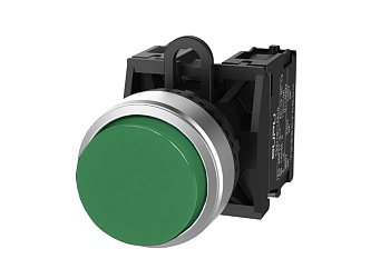 Кнопка выпуклая (зеленая) TS2520-0BL20-S20 - Кнопка круглая выпуклая, с блокировкой, без подсветки, алюминиевое переднее кольцо, с мгновенным нажатием, с контактной группой 2NO, диаметр головки кнопки 29,5 мм, диаметр посадочного отверстия: 22 мм, цвет: з