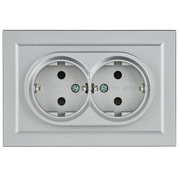 Розетка 2-м СП BRITE РСш12-3-БрА 16А в сборе с заземл. защ. шторки алюм. BR-R24-16-K47-F