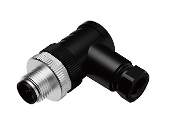 Вилочный разъем M12A04MPAFWSR406001 - Вилочный разъем на кабель, 4 полюса, M12, угловой, A-Code, диаметр кабеля: 4,0-6,0 мм, 4А, 250V, корпус из пластика, резьбовое соединение: цинк