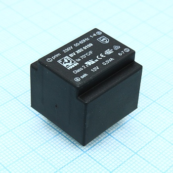 BV 202 0159 - Трансформатор питания 0.5ВА  230В 12В/42мА ta 70 C/F (EE 20/10)19мм.