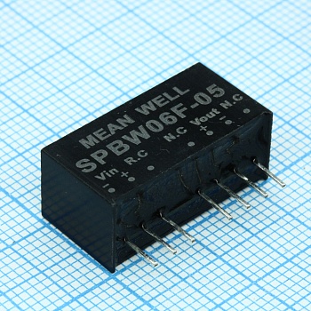 SPBW06F-05 - Преобразователь DC/DC, 6Вт, Uвх=9…36В, Выход 5В/1200мА, изоляция 1500В DC, корпус SIP8 21.8х9.2х11.1мм, -40°С…+85°С