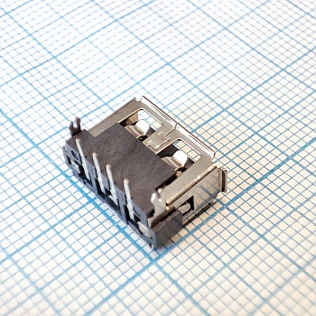 USB 4AFR розетка на плату 2p - Разъем USB тип A, розетка, 4 контакта на плату, угловой монтаж