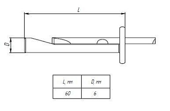 Анкер-клин М6х60мм aklm6x60