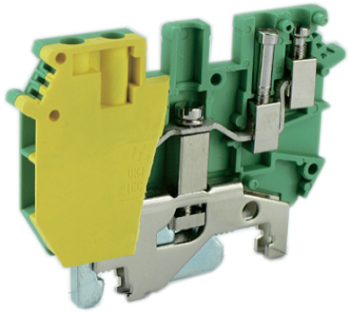 Заземляющая клемма UKJ-4/2X2JDE - Заземляющая клемма, 4 точки подключения в клемме, серия E, тип фиксации провода: винтовой, номинальное сечение: 4 мм кв., ширина: 6,2 мм, цвет: желто-зеленый, стандарт GB/T14048.1, тип монтажа: DIN 35