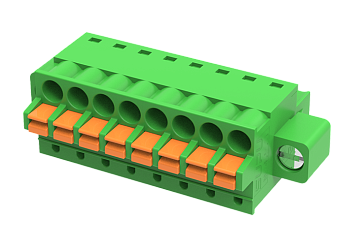 Розеточный разъем на кабель MC-RJ3.5H23P-K-0001 - Розеточный разъем, прямой, на кабель, шаг: 3.5 мм, 23 полюса, фиксация провода Push-In исполнение: с монтажными фланцами, 160V, 8A, цвет: зеленый