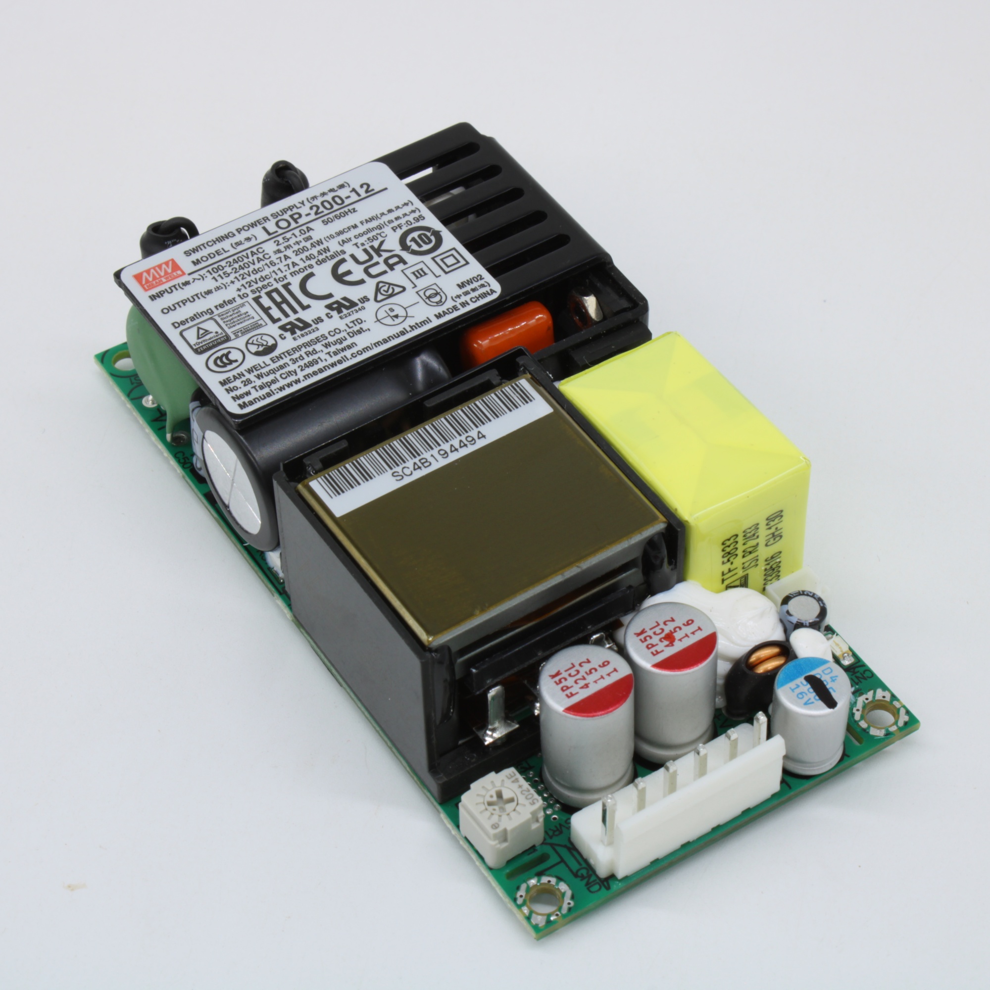 LOP-200-12 - Преобразователь АC/DC открытого исполнения 200 Вт, выход 12 В/17 А