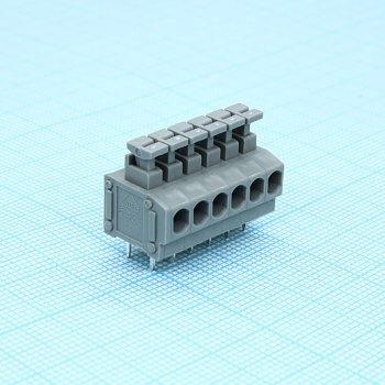 DG235-3.81-06P-11-00A(H) - Нажимной безвинтовой клеммный блок 6 контактов. Зажим типа торцевой контакт. Серия DG235-3.81