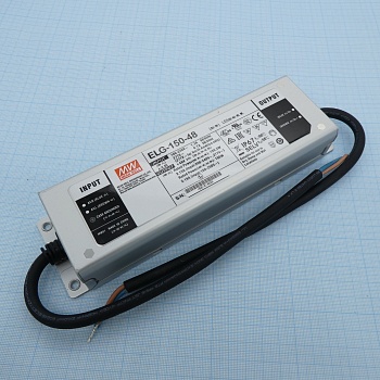 ELG-150-48 - AC-DC, 150Вт, IP67, вход 100…305В AC, 47…63Гц/142…431В DC, ККМ, выход 24...48В/3,13А, изоляция 3750В AC, в кожухе 219х63х35,5мм, -40…+70°С