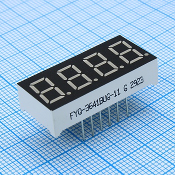 FYQ-3641BUG-11 - 4-х разрядный индикатор 9,2мм/зеленый/570нм/30-80мкд/ОА
