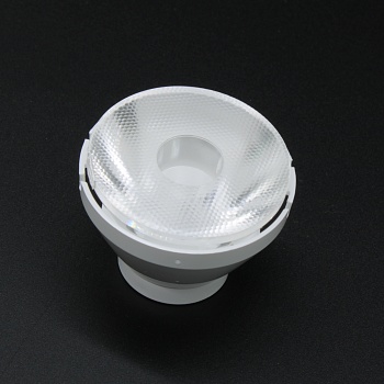 AJS35D22H15G - Линза белая с держателем для светодиода 3535/3030/5050XML,   эфф=93%, 15°,  D=35mm  H:23,33mm, PMMA