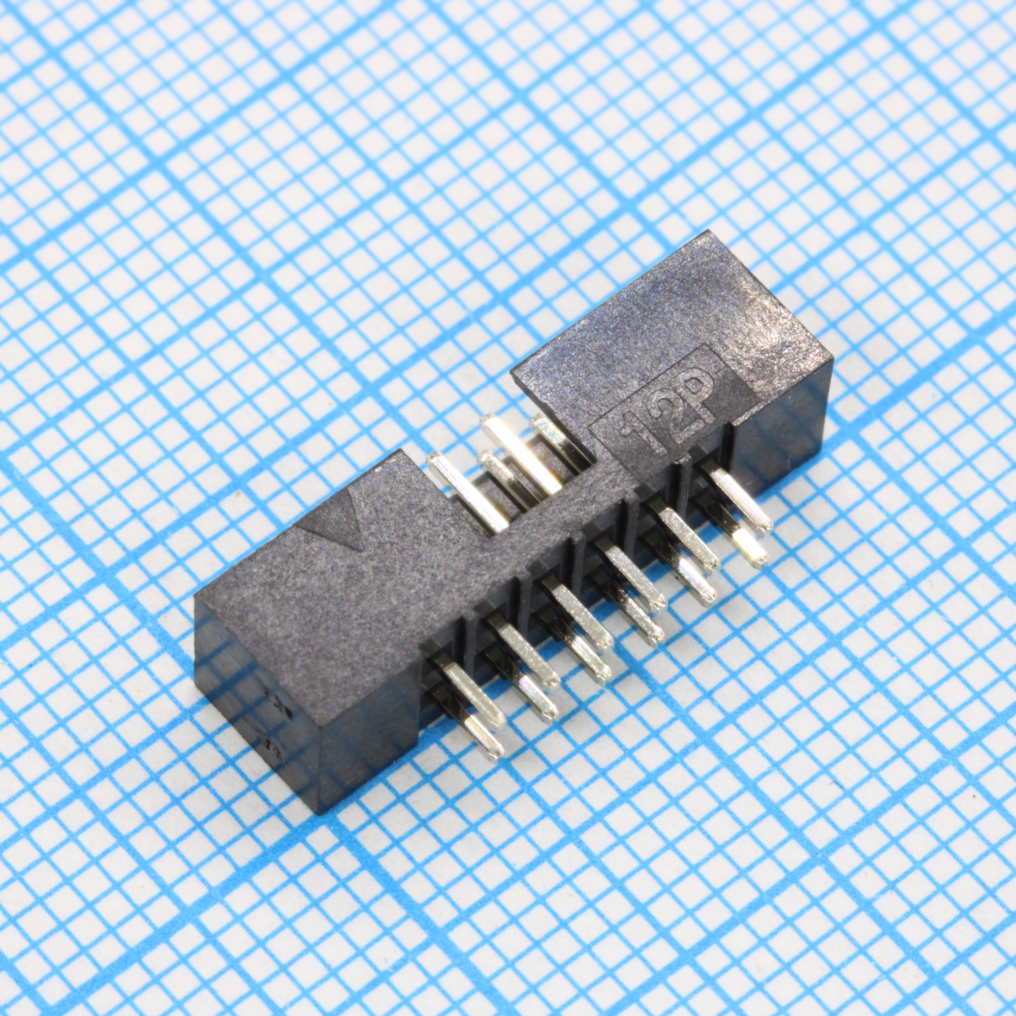 DS1014-12SF1B-B - IDC2 разъем, вилка на плату прямая двухрядная 12pin(2x6)., шаг 2.00мм
