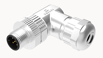 Вилочный разъем PBSH-M12A-05P-MM-SR7001 - Вилочный разъем на кабель, 5 полюсов, M12, угловой, винтовая фиксация провода, A-Code, диаметр кабеля: 4,5-6,0 мм, сечение: 0,25-0,52 мм кв., 4А, 60V, металл