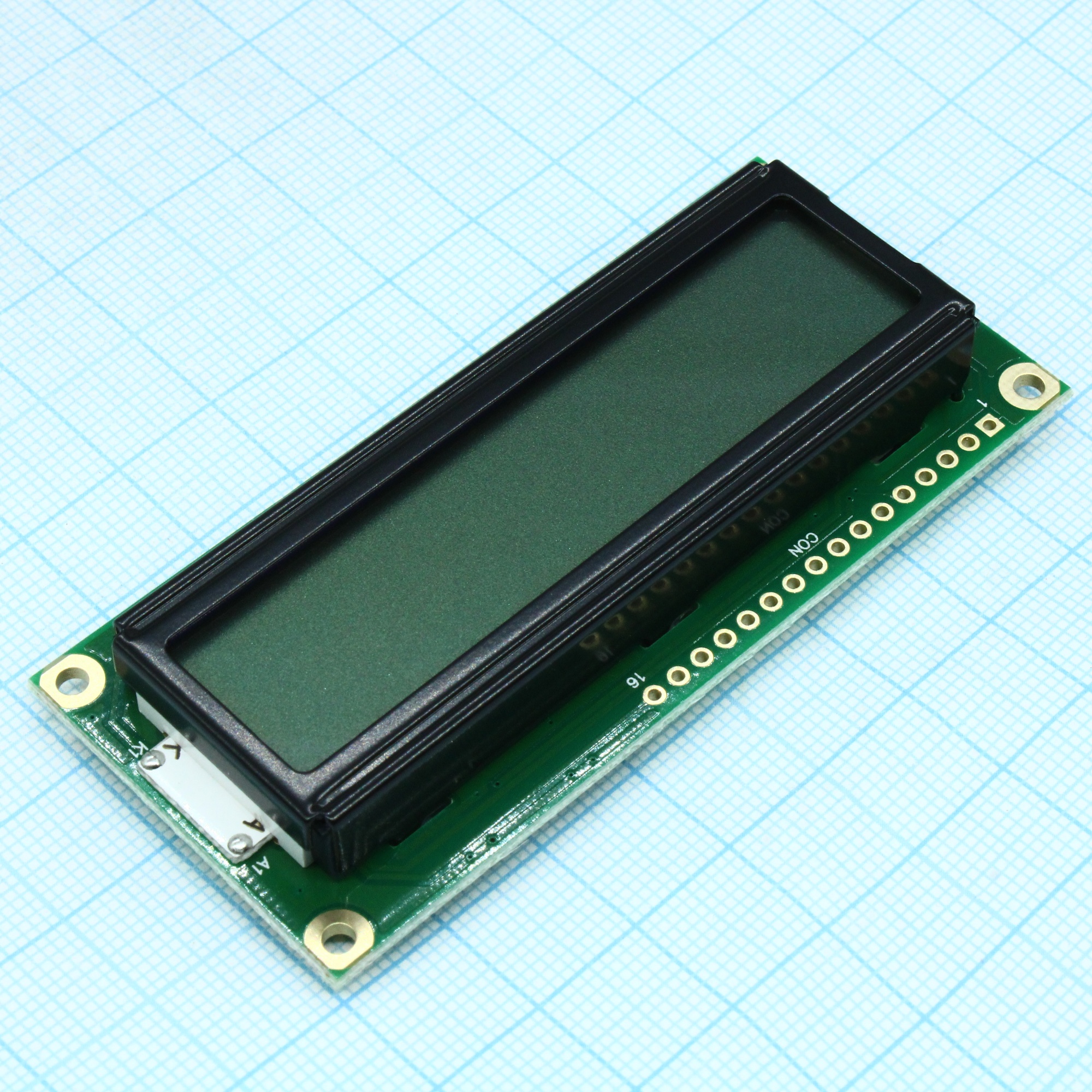 WH1602B-YGK-CTK# - ЖКИ знакосинтезирующий 16 x 2, STN Серый Позитивный/прозрачно-отражающий светодиодная подсветка желто-зеленая размеры 80x36 мм, видимая область 66x16 мм, -20...70°C