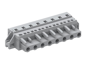 Розеточный разъем на кабель 475123/010 - Розеточный разъем, прямой, на кабель, шаг: 7.5 мм, 23 полюса, фиксация провода пружинная, исполнение: с монтажными фланцами, 500V, 16A, цвет: серый