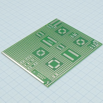 Плата макетная универсальная 90х110 мм - Односторонняя макетная плата с посадочными местами для SMD компонентов в корпусах TQFP64, TQFP32, TQFP48, MSOP8, WSOP28, SOT23-5, QSOP28, SSOP до SOP28