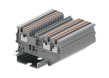 Проходная клемма TP1.5-3-GY - Проходная клемма, 3 точки подключения, тип фиксации провода: push-in, номинальное сечение: 1,5 мм кв., 17,5A, 500V, ширина: 3,5 мм, цвет: серый, тип монтажа: DIN 35