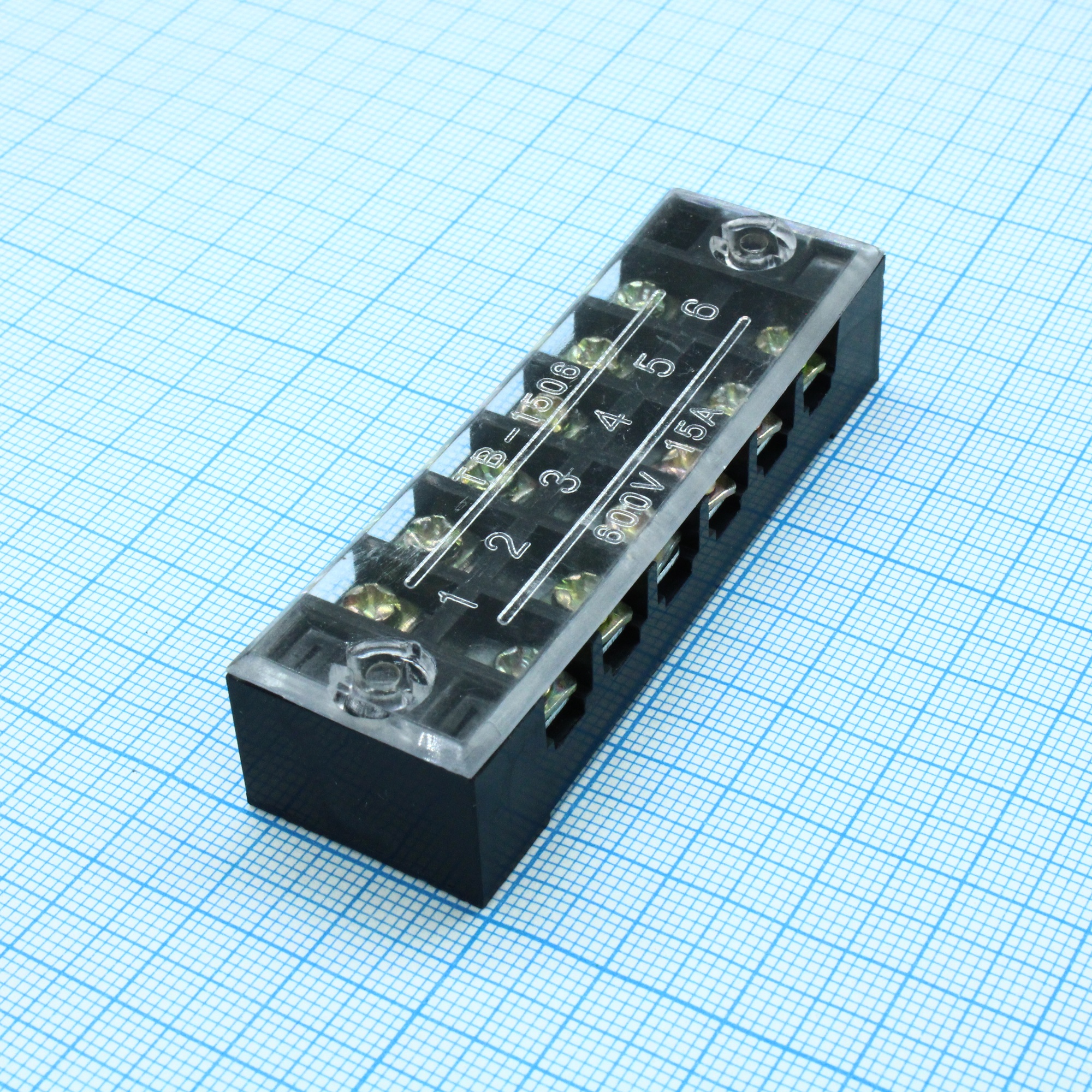 TB-1506 - Клеммная колодка винтовая с крышкой 12 контактов (2х6) М3, AWG14, 2мм2, 15А 600В