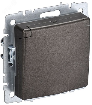 Розетка BRITE РСбш10-3-БрТБ 16А IP20 с заземл. защ. шторки с крышкой бронза BR-R16-16-K45