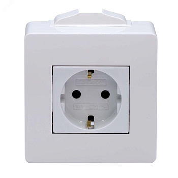 Коробка 1-м ОП PDD-N60 16А IP00 с заземл. с силовой роз. BRAVA 2мод. бел. 10482