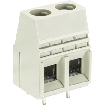 Клемма Wiecon 7572 L2 / 2 OB - Клемма на печатную плату, подвод кабеля сбоку, 2 полюса, шаг: 10,16 мм, винтовая фиксация провода, без маркировки, 250V, 57A, цвет: серый, серия 7572 L2