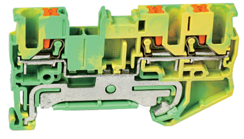 Заземляющая клемма UJ6-2.5/1X2JD - Заземляющая клемма, 3 точки подключения, тип фиксации провода: push-in, номинальное сечение: 2,5 мм кв., ширина: 5,2 мм, цвет: желто-зеленый, тип монтажа: DIN 35