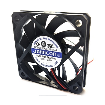 KF0610B1H-R - Вентилятор 12В DC, 4750об/мин., 0.598м3/мин, 60х60х10мм, подшипник качения, тип вывода - провод с разъемом