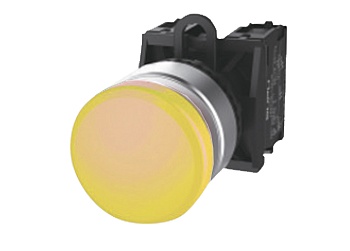 Кнопка грибовидная (желтая) TS2520-0EM30-S10 - Кнопка грибовидная, без блокировки, без подсветки, алюминиевое переднее кольцо, с мгновенным нажатием, с контактной группой 1NO, диаметр головки кнопки 30 мм, диаметр посадочного отверстия: 22 мм, цвет: желты