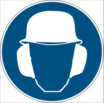 gws227533 - PIC 262 Предписывающий знак безопасности "Работать в защитных наушниках и каске", 50 мм, 250 шт/рул , B-7541(ламинированный полиэстер)"