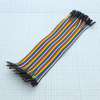 Набор перемычек в шлейфе штекер-гнездо - провода соединительные "папа"-"мама" в шлейфе, разноцветные, длина 220мм