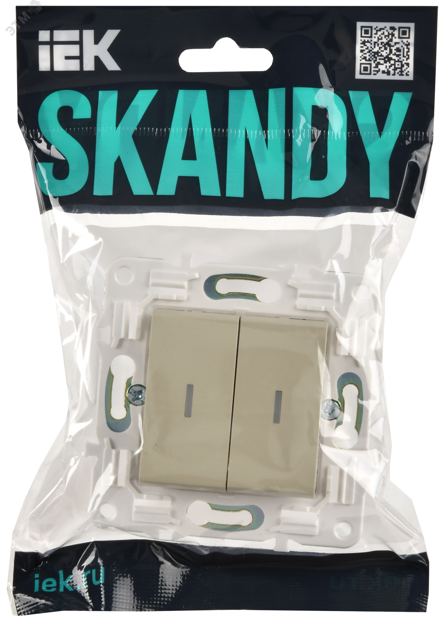 SKANDY Выключатель 2-клавишный с индикацией 10А SK-V09B бежевый IEK SK-V20-1-10-K10