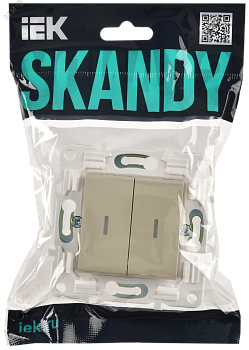 SKANDY Выключатель 2-клавишный с индикацией 10А SK-V09B бежевый IEK SK-V20-1-10-K10