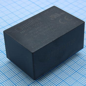 AMEL5-5SVZ - AC/DC, 5Вт, вход 85…264В, выход 5В/1А, изоляция 4000В AC, КПД 75%, максимальная емкостная нагрузка не более 5000мкФ, DIP14, 37x24.5x18мм, -40…70°C, пластик