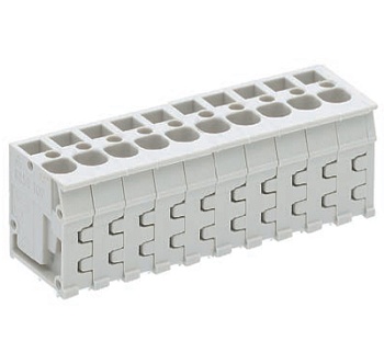 Клемма Wiecon 8258 / 10 TOP V OB - Клемма на печатную плату, подвод кабеля сверху, 10 полюсов, шаг: 5,08 мм, пружинная фиксация провода, без маркировки, 300V, 16А, цвет: серый, серия 8258 TOP V/H