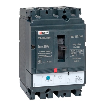 Выключатель автоматический 3п 100/25А 36кА ВА-99C Compact NS PROxima mccb99C-100-25