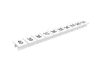 Маркировка  306801/31...40V - Маркировочные шильдики для клемм TU/TP/TC, сечением 4 мм кв., 10 шильдиков, нанесенные символы: 31…40, с вертикальным расположением, цвет белый