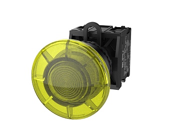 Кнопка грибовидная (желтая) TS2513-0FM30-R10 - Кнопка грибовидная, без блокировки, LED AC/DC 24V, пластиковое переднее кольцо, с плавным нажатием, с контактной группой 1NO, диаметр головки кнопки 40 мм, диаметр посадочного отверстия: 22 мм, цвет: желтый