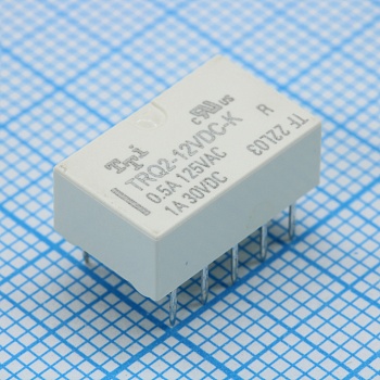 TRQ2-12VDC-K-R - Реле сигнальное 1А две группы на переключение катушка 12В