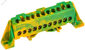 TEKFOR Шина PE земля в комбинированном DIN-изоляторе Стойка 6х9-11-ЖЗ IEK TF-NN10-11-DP-K52