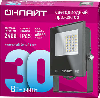 Прожектор светодиодный 71 658 OFL-30-6K-BL-IP65-LED 30Вт 6000К IP65 2400лм черн. 71658