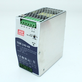 TDR-240-48 - AC-DC, 240Вт, ККМ, 3-х фазный, вход 340…550В AC, 47…63/480…780В DC, выход 48В/50A, рег. вых 24…28В,  изоляция 3000В AC, в кожухе на DIN-рейку 63х125.2х113.5мм, -30…+70°С