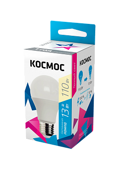 Лампа светодиодная A60 13Вт 3000К E27 220В КОСМОС LkecLED13wA60E2730