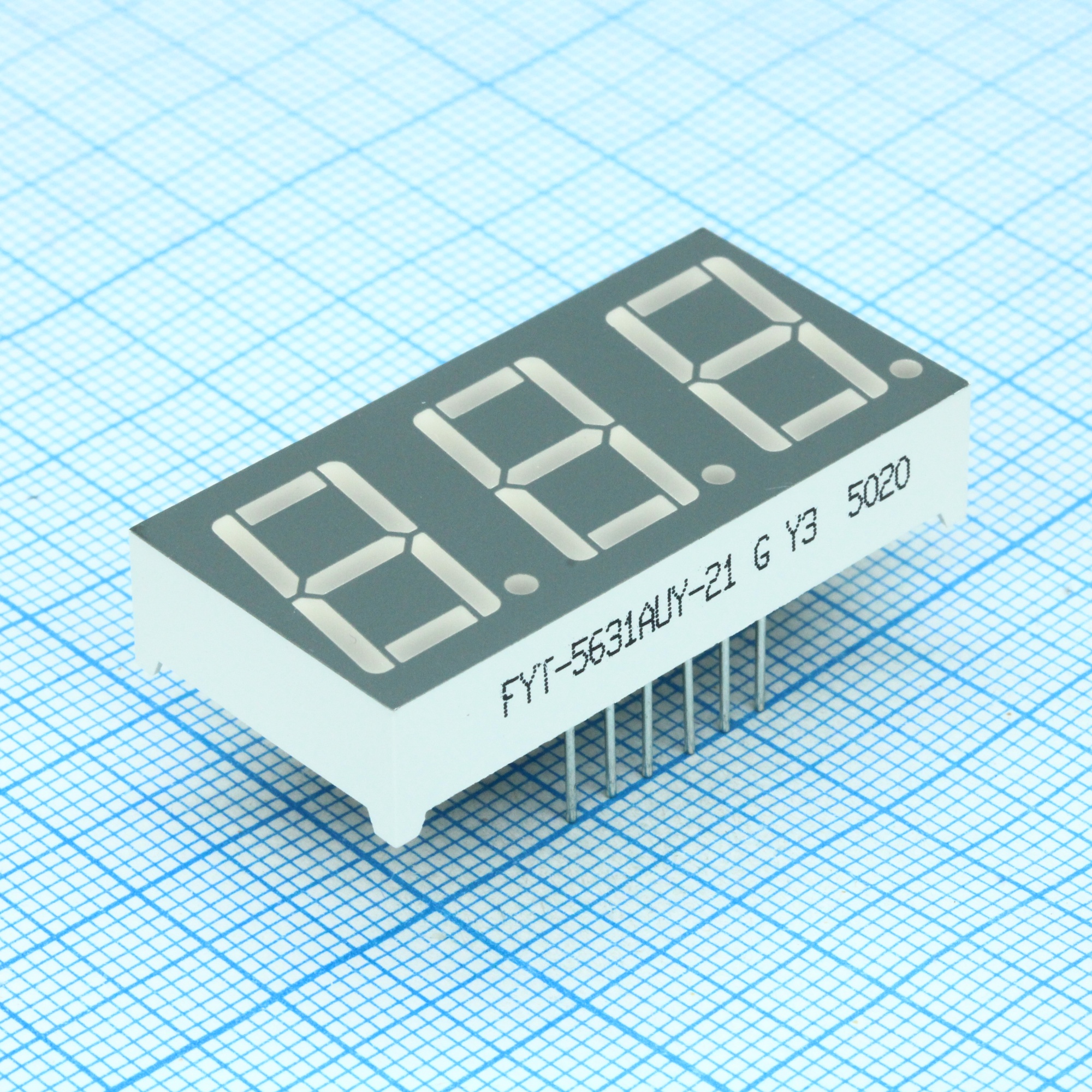 FYT-5631AUY-21 - 3-х разрядный индикатор 14,2мм/желтый/590нм/50-190мкд/ОК