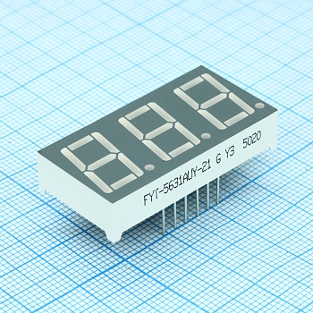 FYT-5631AUY-21 - 3-х разрядный индикатор 14,2мм/желтый/590нм/50-190мкд/ОК