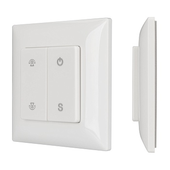 Панель SMART-P46-DIM-P-SUF (3V, 1 зона, Knob, 2.4G) 028300 - Накладная кнопочная панель 2.4 ГГц, цвет белый. Материал - пластик. Для управления одноцветными источниками света, 1 зона управления. Питание/рабочее напряжение 3VDC от батарейки CR2032. Габарит