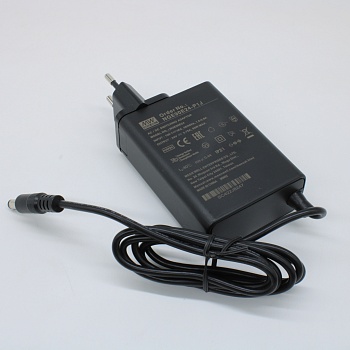 NGE90E24-P1J - AC-DC, 90Вт, сетевой адаптер, выход 24В/3.75А, вход 80...264В AC, 47...63 Гц, изоляция 4000B DC, 2xMOPP, 62x30*x85.5мм, -30...+70C, евровилка, выходной разъем 11мм, диам. 5.5х2.1мм