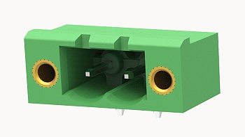 PCB вилка 2EDGRM-5.08-02P-14 - Вилочный разъем, PCB, на плату, пайка, шаг 5,08 мм, 2 полюса, угол монтажа 90 гад., 320V, 20А, цвет: зеленый, серия 2EDGRM