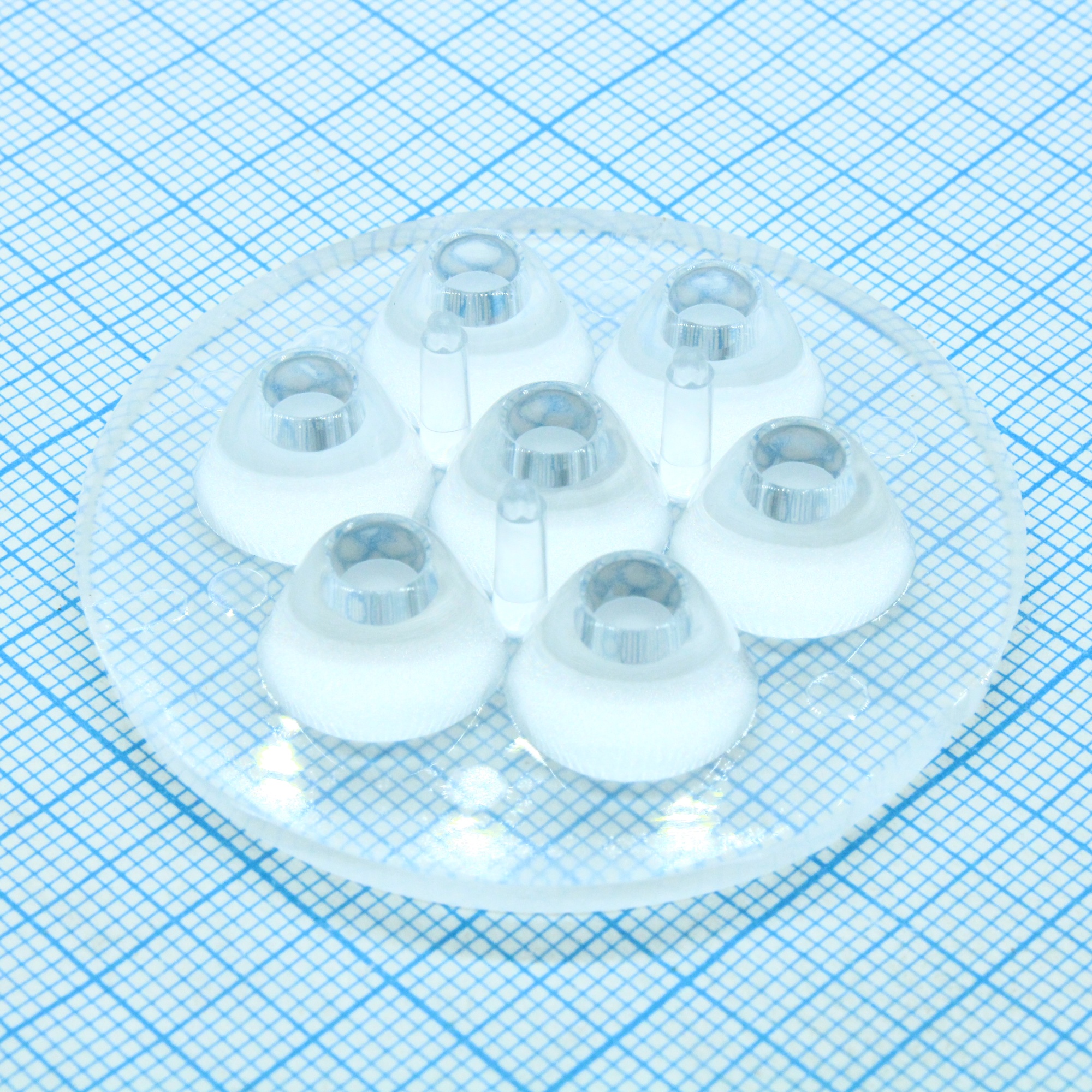 C11682_ANNA-50-7-W - Круглая групповая линза под 7светодиодов, ~30°, D=50 mm   H=10,7 mm